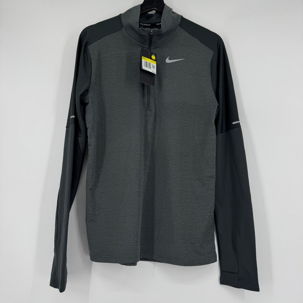 NEW Nike Mens Dri-FIT Running 1/2 Zip Pullover Dark Grey CU6073-070 Small NWT